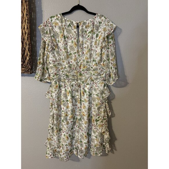 Walter Baker Dress 12 Flowy A Line V Neck Ruffled Flutter Romantic Floral NEW - Picture 14 of 16